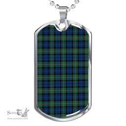 Scottish Forbes Ancient Clan Tartan Dog Tag Necklace - Classic Scottish Plaid Tartan Plaid
