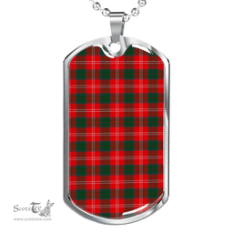 Scottish Chisholm Modern Clan Tartan Dog Tag Necklace - Classic Scottish Plaid Tartan Plaid
