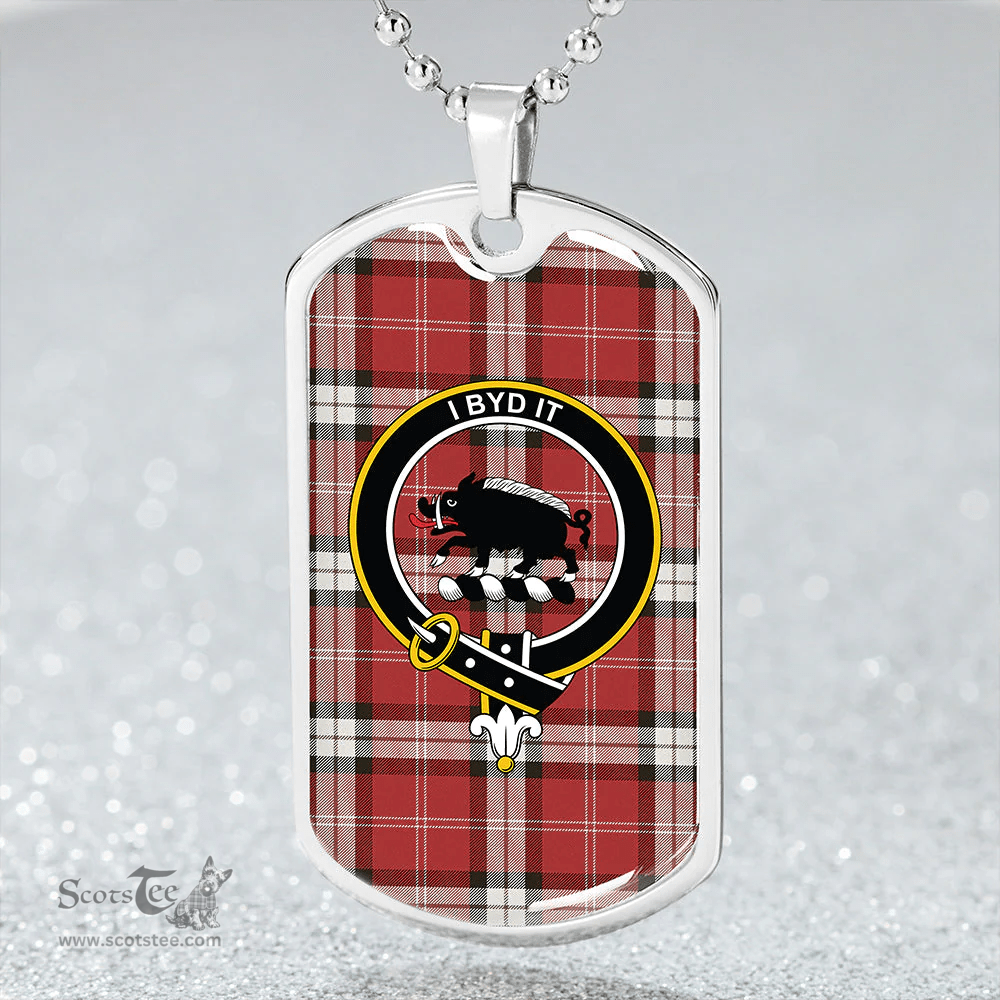 ScottishPlaid Nisbet Dress Rose (Nisbit Dress Rose) Weathered Clan Tartan Dog Tag Necklace - Crest Classic Scottish Plaid Tartan Plaid