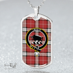 ScottishPlaid Nisbet Dress Rose (Nisbit Dress Rose) Weathered Clan Tartan Dog Tag Necklace - Crest Classic Scottish Plaid Tartan Plaid