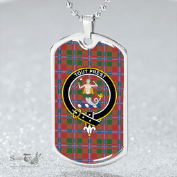 ScottishPlaid Murray of Abercairney Portrait (Murray of Abercairney; Portrait) Ancient Clan Tartan Dog Tag Necklace - Crest Classic Scottish Plaid Tartan Plaid