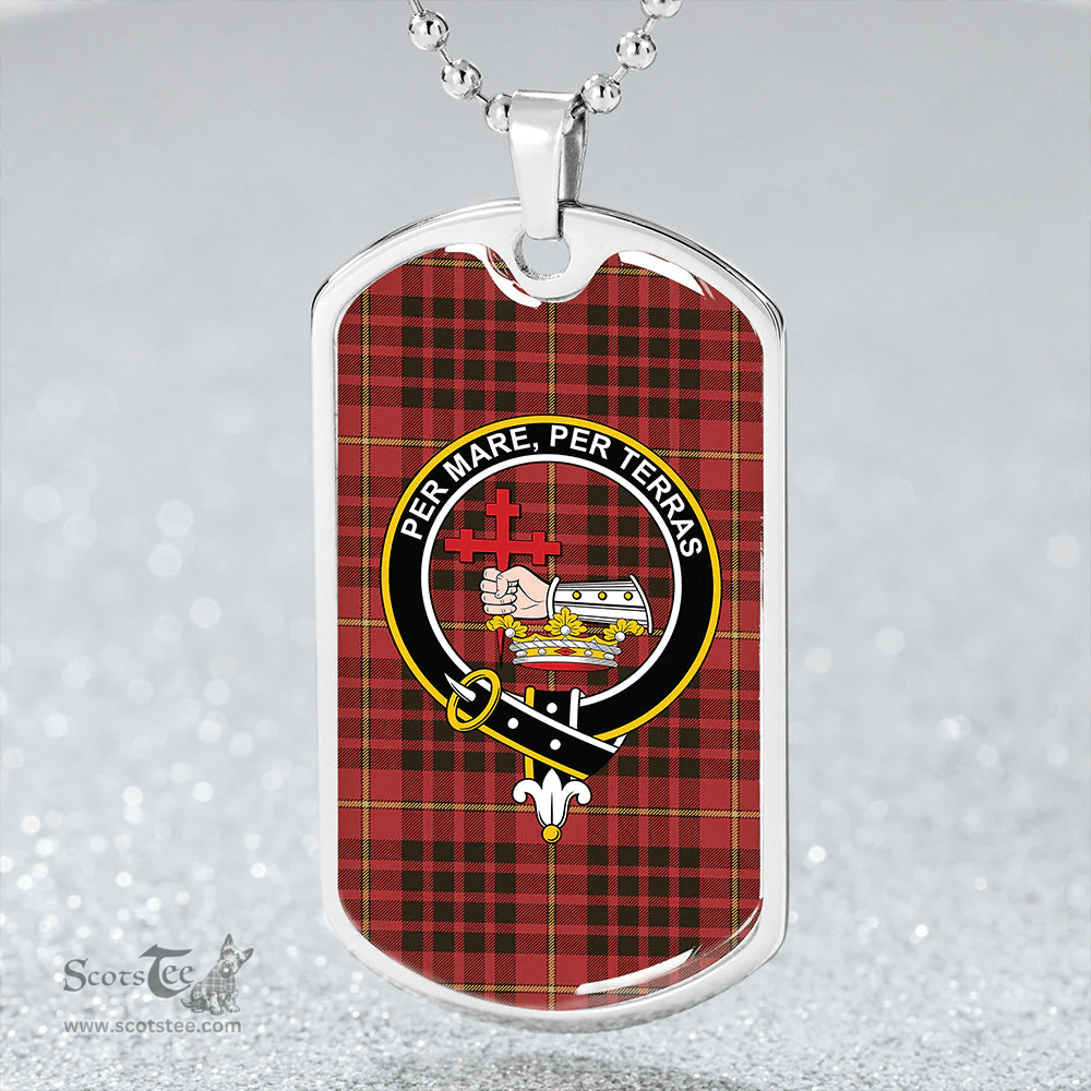 ScottishPlaid MacDonald of Ardnamurchan (Donald of Ardnamurchan) Weathered Clan Tartan Dog Tag Necklace - Crest Classic Scottish Plaid Tartan Plaid
