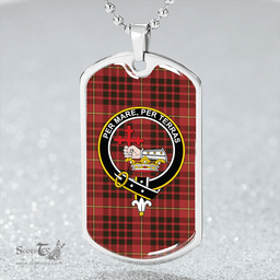 ScottishPlaid MacDonald of Ardnamurchan (Donald of Ardnamurchan) Weathered Clan Tartan Dog Tag Necklace - Crest Classic Scottish Plaid Tartan Plaid