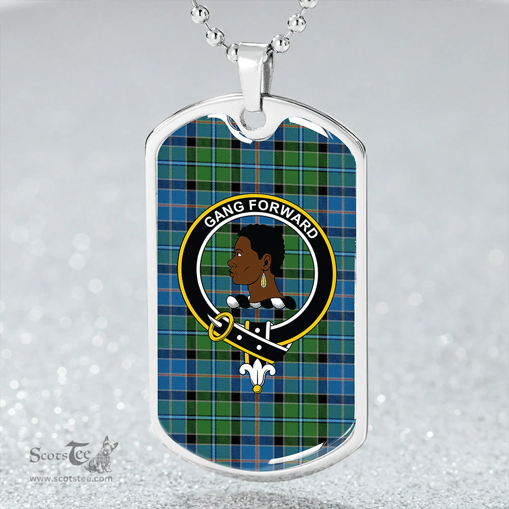 ScottishPlaid Stirling Ancient Clan Tartan Dog Tag Necklace - Crest Classic Scottish Plaid Tartan Plaid