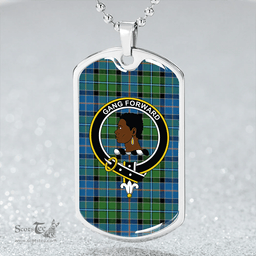 ScottishPlaid Stirling Ancient Clan Tartan Dog Tag Necklace - Crest Classic Scottish Plaid Tartan Plaid
