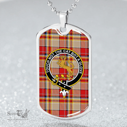 ScottishPlaid MacGlashan Modern Clan Tartan Dog Tag Necklace - Crest Classic Scottish Plaid Tartan Plaid