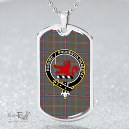 ScottishPlaid Young Weathered Clan Tartan Dog Tag Necklace - Crest Classic Scottish Plaid Tartan Plaid