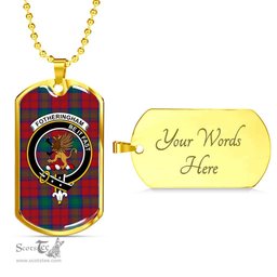 Scottish Fotheringham Clan Tartan Dog Tag Necklace - Crest Classic Scottish Plaid Tartan Plaid