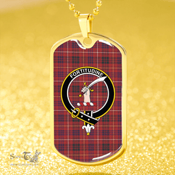ScottishPlaid MacRae of Inverinate Weathered Clan Tartan Dog Tag Necklace - Crest Classic Scottish Plaid Tartan Plaid