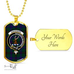 Scottish Davidson Clan Tartan Dog Tag Necklace - Crest Classic Scottish Plaid Tartan Plaid