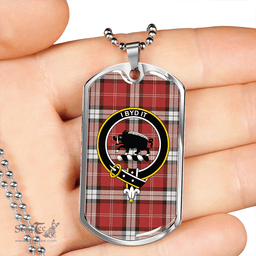 ScottishPlaid Nisbet Dress Rose (Nisbit Dress Rose) Weathered Clan Tartan Dog Tag Necklace - Crest Classic Scottish Plaid Tartan Plaid