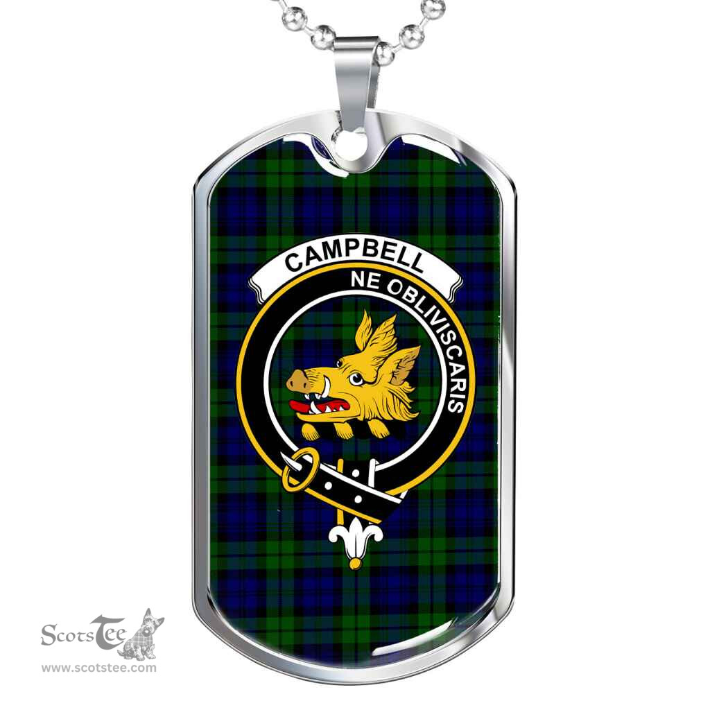 Scottish Campbell of Breadalbane Clan Tartan Dog Tag Necklace - Crest Classic Scottish Plaid Tartan Plaid