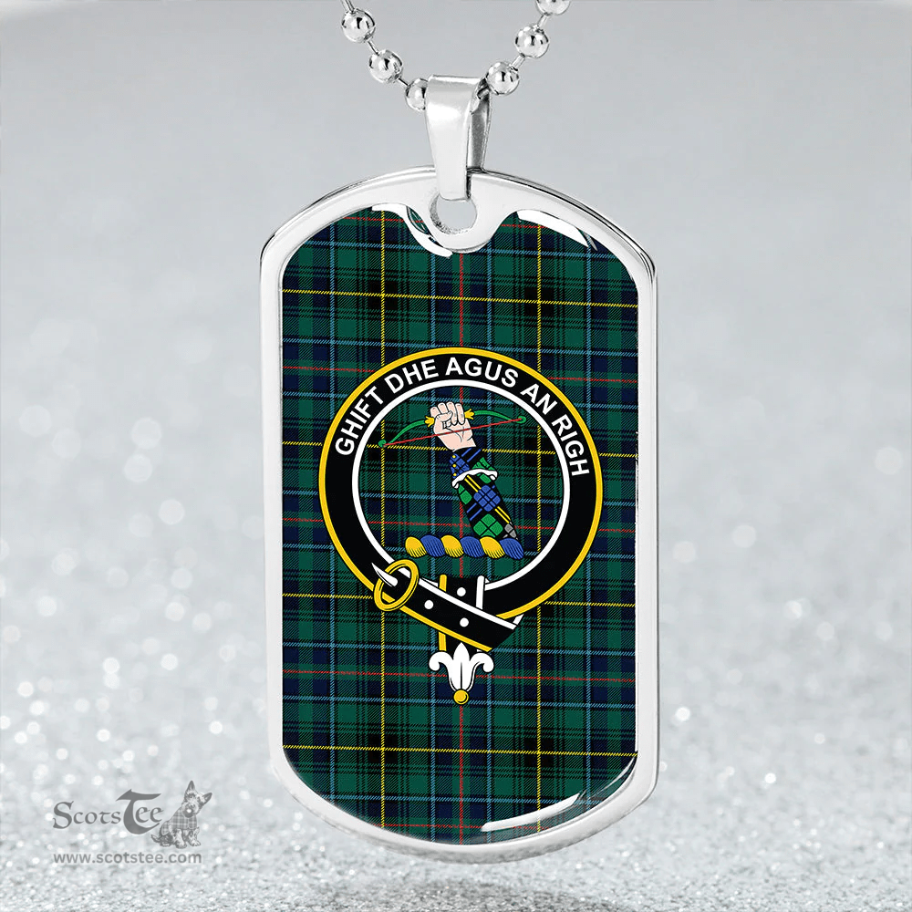 ScottishPlaid MacInnes Modern Clan Tartan Dog Tag Necklace - Crest Classic Scottish Plaid Tartan Plaid