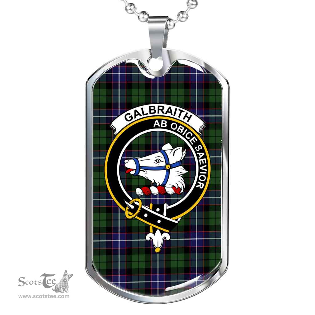 Scottish Galbraith Clan Tartan Dog Tag Necklace - Crest Classic Scottish Plaid Tartan Plaid