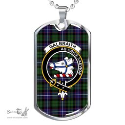 Scottish Galbraith Clan Tartan Dog Tag Necklace - Crest Classic Scottish Plaid Tartan Plaid