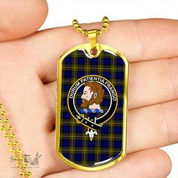 ScottishPlaid More (Muir) Clan Tartan Dog Tag Necklace - Crest Classic Scottish Plaid Tartan Plaid