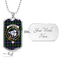 Scottish Galbraith Clan Tartan Dog Tag Necklace - Crest Classic Scottish Plaid Tartan Plaid