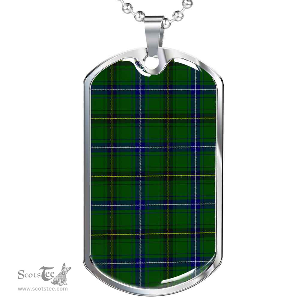 Scottish Henderson Modern Clan Tartan Dog Tag Necklace - Classic Scottish Plaid Tartan Plaid
