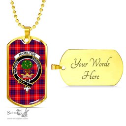 Scottish Hamilton Clan Tartan Dog Tag Necklace - Crest Classic Scottish Plaid Tartan Plaid