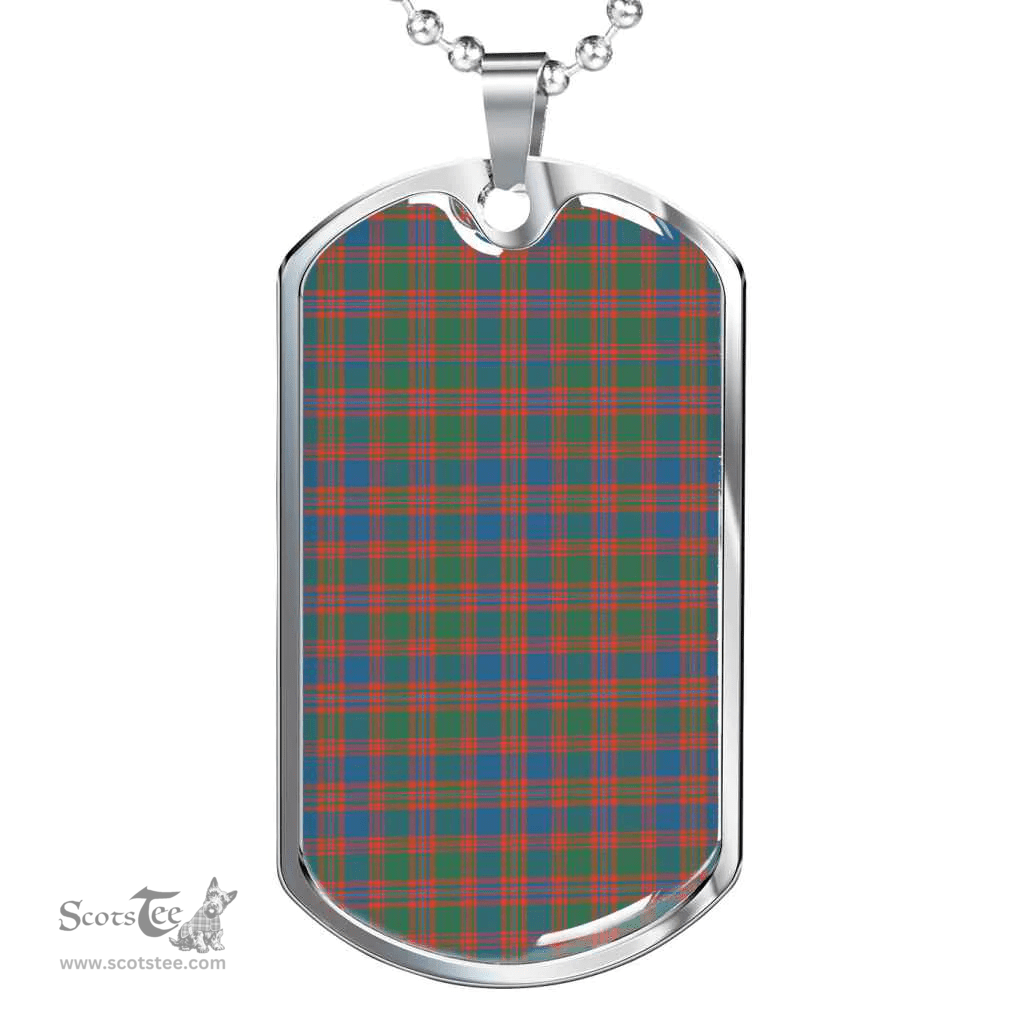 Scottish MacIntyre Ancient Clan Tartan Dog Tag Necklace - Classic Scottish Plaid Tartan Plaid