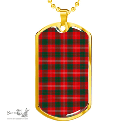 Scottish Chisholm Modern Clan Tartan Dog Tag Necklace - Classic Scottish Plaid Tartan Plaid