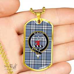 ScottishPlaid MacLintock #2 Weathered Clan Tartan Dog Tag Necklace - Crest Classic Scottish Plaid Tartan Plaid