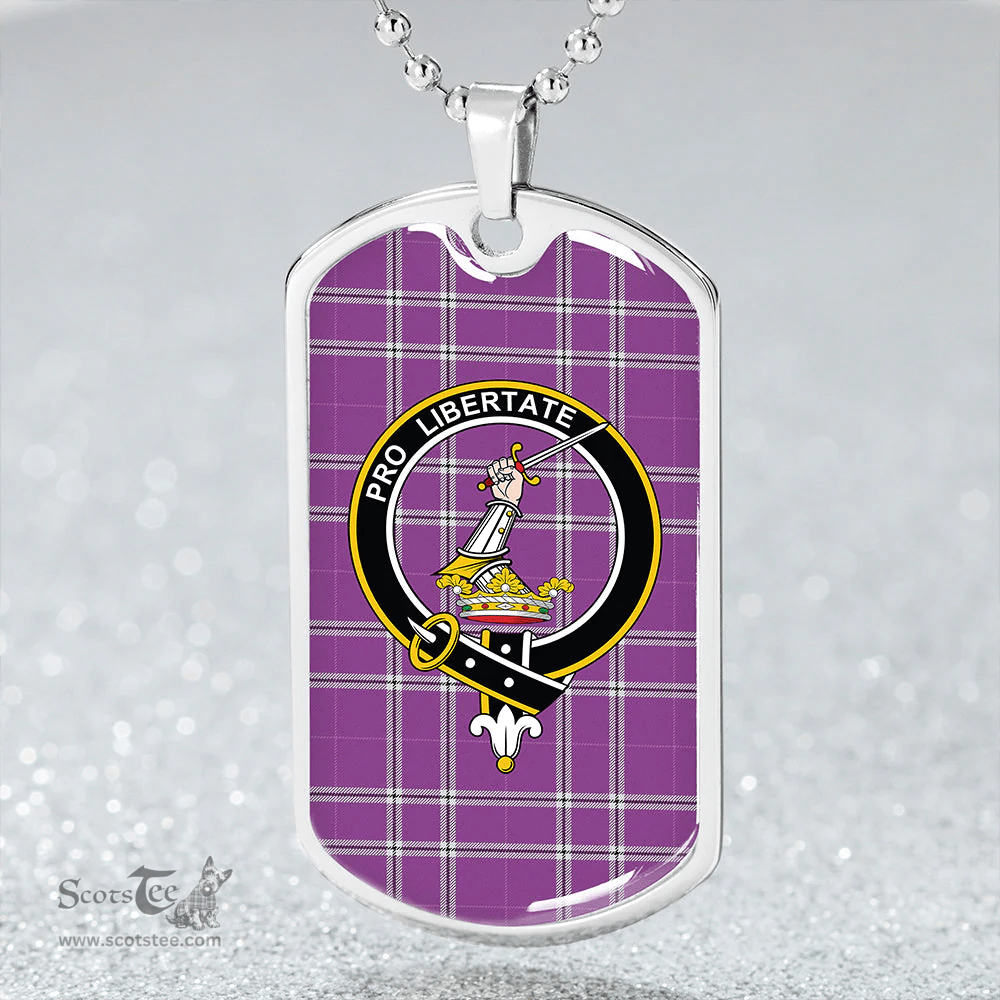 ScottishPlaid Wallace High School (Wallas High School) Weathered Clan Tartan Dog Tag Necklace - Crest Classic Scottish Plaid Tartan Plaid