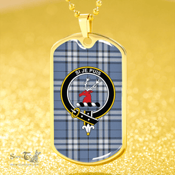 ScottishPlaid MacLintock #2 Weathered Clan Tartan Dog Tag Necklace - Crest Classic Scottish Plaid Tartan Plaid