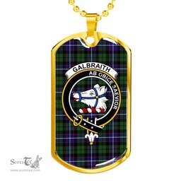 Scottish Galbraith Clan Tartan Dog Tag Necklace - Crest Classic Scottish Plaid Tartan Plaid