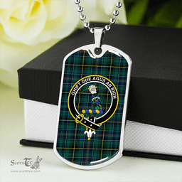 ScottishPlaid MacInnes Modern Clan Tartan Dog Tag Necklace - Crest Classic Scottish Plaid Tartan Plaid