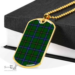 Scottish Henderson Modern Clan Tartan Dog Tag Necklace - Classic Scottish Plaid Tartan Plaid