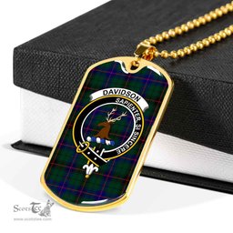 Scottish Davidson Clan Tartan Dog Tag Necklace - Crest Classic Scottish Plaid Tartan Plaid