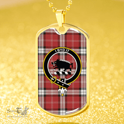 ScottishPlaid Nisbet Dress Rose (Nisbit Dress Rose) Weathered Clan Tartan Dog Tag Necklace - Crest Classic Scottish Plaid Tartan Plaid
