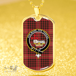 ScottishPlaid MacDonald of Ardnamurchan (Donald of Ardnamurchan) Weathered Clan Tartan Dog Tag Necklace - Crest Classic Scottish Plaid Tartan Plaid