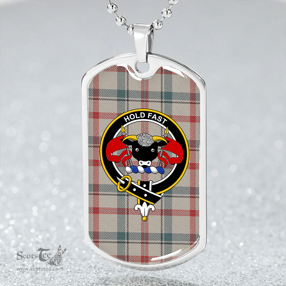 ScottishPlaid Miss MacDougal (Personal) (MacLeod Arisaid) Weathered Clan Tartan Dog Tag Necklace - Crest Classic Scottish Plaid Tartan Plaid