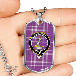 ScottishPlaid Wallace High School (Wallas High School) Weathered Clan Tartan Dog Tag Necklace - Crest Classic Scottish Plaid Tartan Plaid
