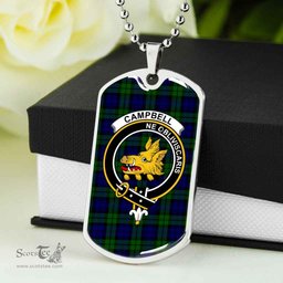 Scottish Campbell of Breadalbane Clan Tartan Dog Tag Necklace - Crest Classic Scottish Plaid Tartan Plaid