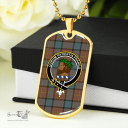 ScottishPlaid Muir Weathered Clan Tartan Dog Tag Necklace - Crest Classic Scottish Plaid Tartan Plaid