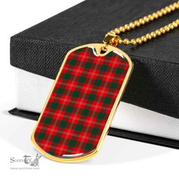 Scottish Chisholm Modern Clan Tartan Dog Tag Necklace - Classic Scottish Plaid Tartan Plaid