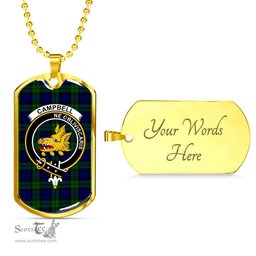 Scottish Campbell of Breadalbane Clan Tartan Dog Tag Necklace - Crest Classic Scottish Plaid Tartan Plaid
