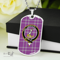 ScottishPlaid Wallace High School (Wallas High School) Weathered Clan Tartan Dog Tag Necklace - Crest Classic Scottish Plaid Tartan Plaid