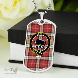 ScottishPlaid Nisbet Dress Rose (Nisbit Dress Rose) Weathered Clan Tartan Dog Tag Necklace - Crest Classic Scottish Plaid Tartan Plaid