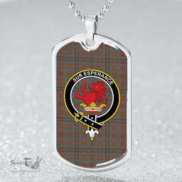 ScottishPlaid Moncrieffe of Atholl Weathered Clan Tartan Dog Tag Necklace - Crest Classic Scottish Plaid Tartan Plaid