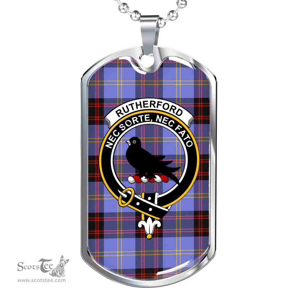 Scottish Rutherford Clan Tartan Dog Tag Necklace - Crest Classic Scottish Plaid Tartan Plaid