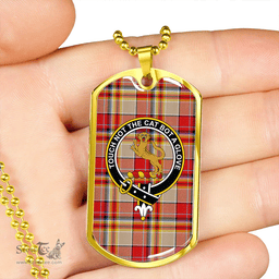 ScottishPlaid MacGlashan Modern Clan Tartan Dog Tag Necklace - Crest Classic Scottish Plaid Tartan Plaid
