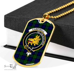 Scottish Campbell of Breadalbane Clan Tartan Dog Tag Necklace - Crest Classic Scottish Plaid Tartan Plaid