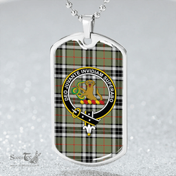 ScottishPlaid Thomson Camel (MacThomas/Thompson Camel) Ancient Clan Tartan Dog Tag Necklace - Crest Classic Scottish Plaid Tartan Plaid
