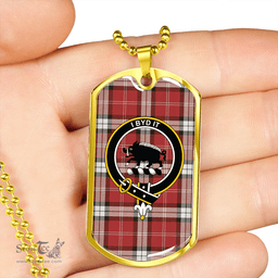 ScottishPlaid Nisbet Dress Rose (Nisbit Dress Rose) Weathered Clan Tartan Dog Tag Necklace - Crest Classic Scottish Plaid Tartan Plaid