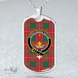 ScottishPlaid Rattray Ancient Clan Tartan Dog Tag Necklace - Crest Classic Scottish Plaid Tartan Plaid