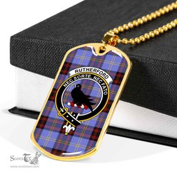 Scottish Rutherford Clan Tartan Dog Tag Necklace - Crest Classic Scottish Plaid Tartan Plaid